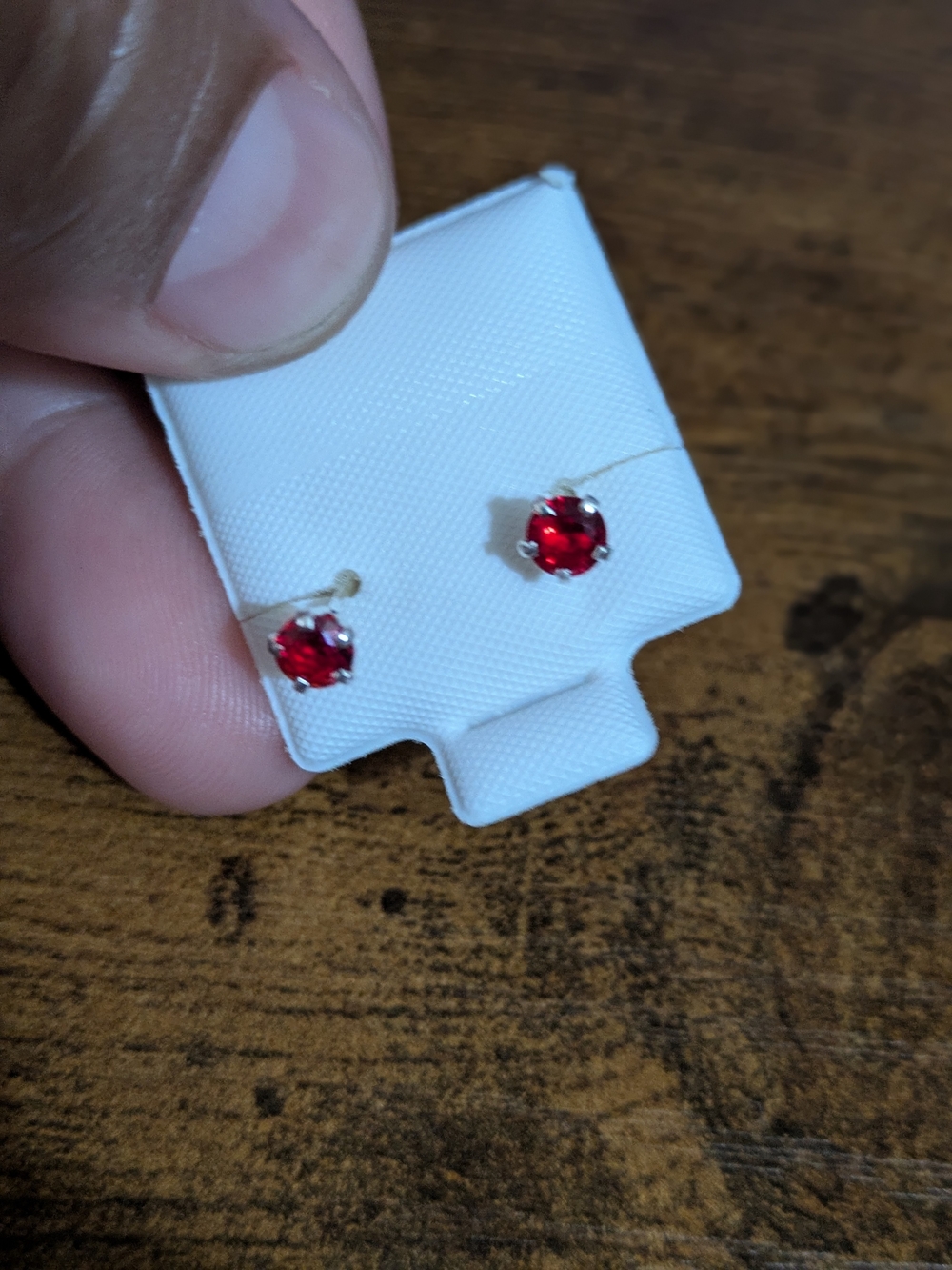 Unknown Brand Red Crystal Stud Earrings Silver 925